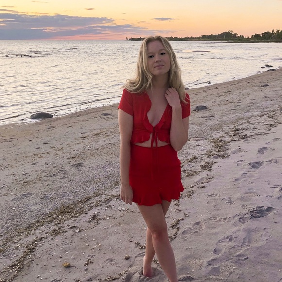 superdown red tie front top - Picture 2 of 5